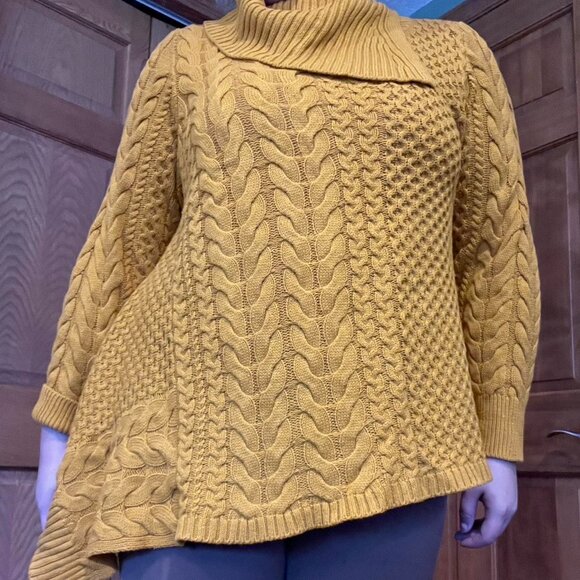 OSO Casuals Mustard Yellow Cable Knit Sweater - Picture 1 of 4